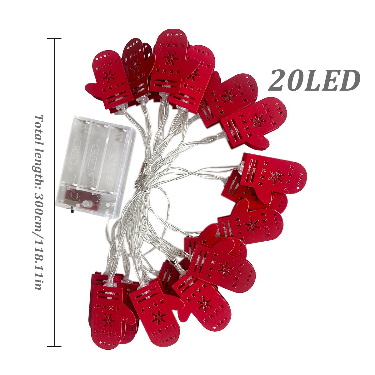 Christmas LED Light String Iron Christmas Gloves Ornament String Light
