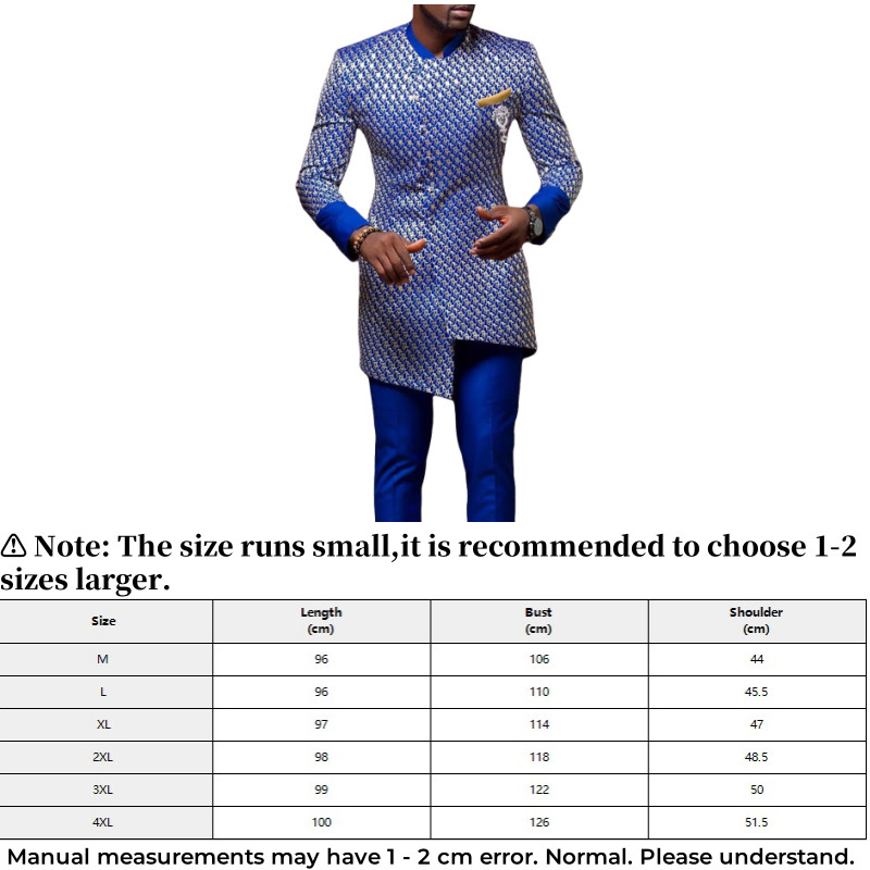 Men African Shirts Long Sleeve Traditional Ethnic Dashiki Kaftan Suit Clothing