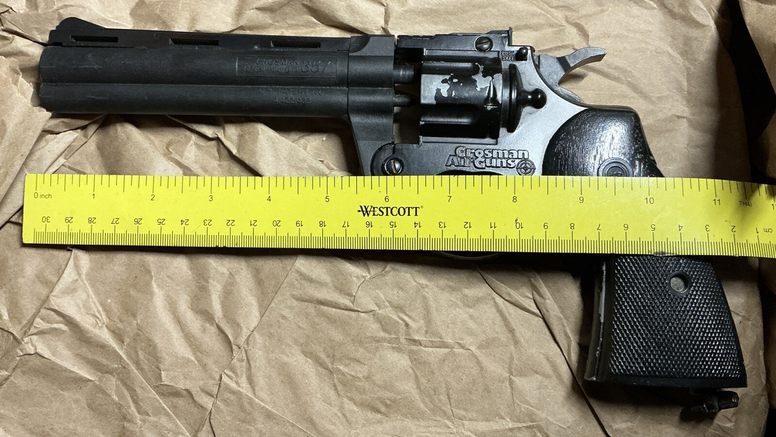 Crossman 357 pellet gun pistol Needs A Spring Adjust, Does Fire Functional