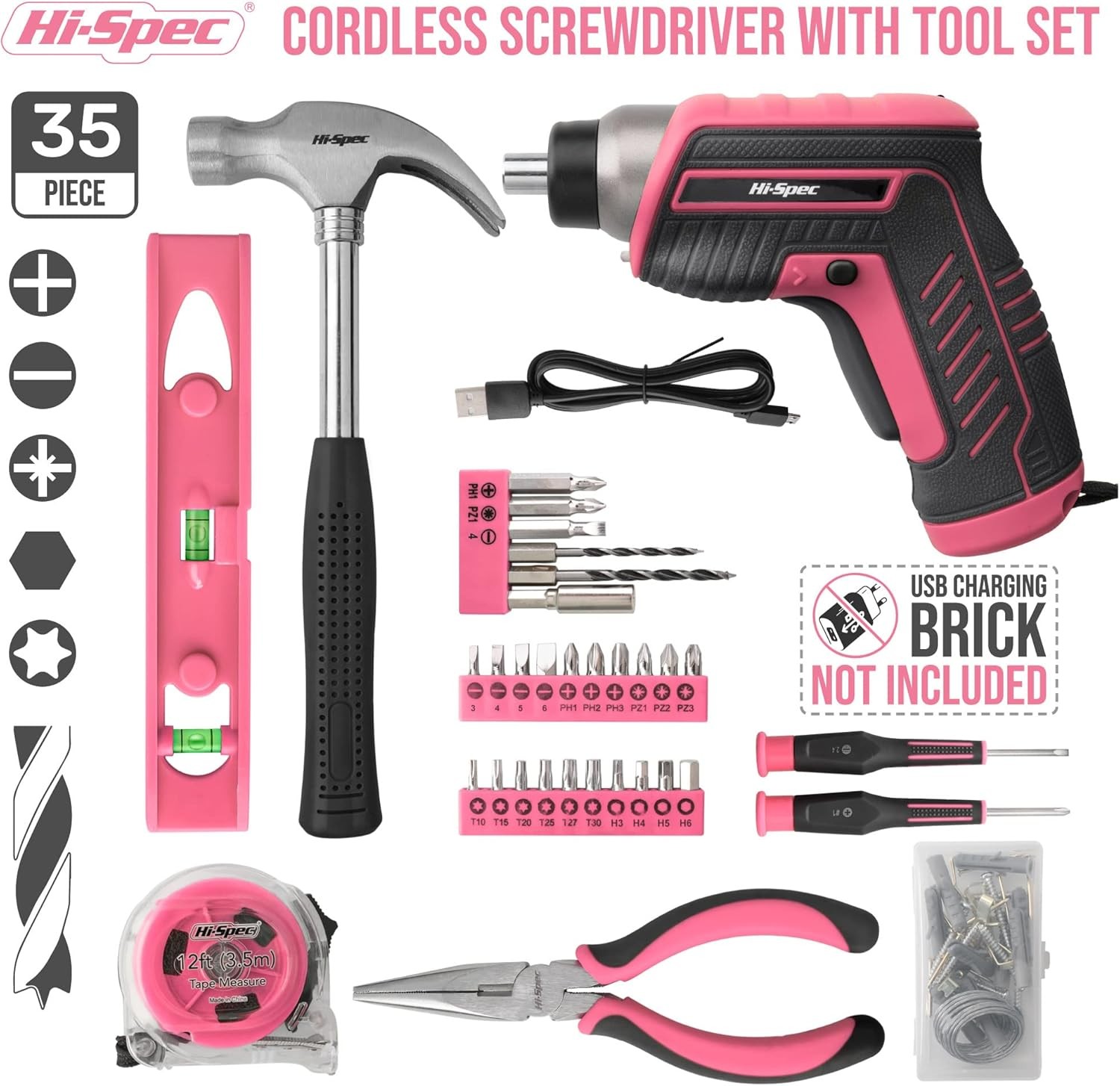 35-Piece Tool Kit with 3.6V USB Small Electric Screwdriver Set
