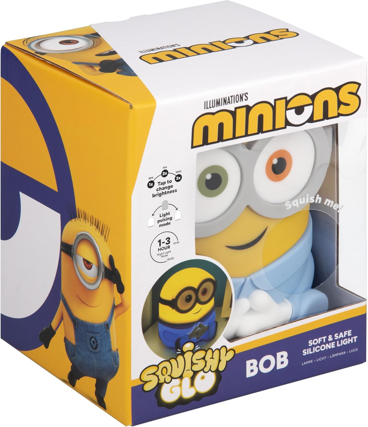 Minions Bob Squishyglo Silicone Night Light, Officially Licensed Soft Touch Rech