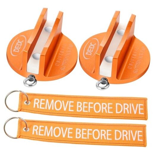 Universal Aluminum Grooved Magnetic Jack Pad 2 2 Pcs with 2 Streamers Orange