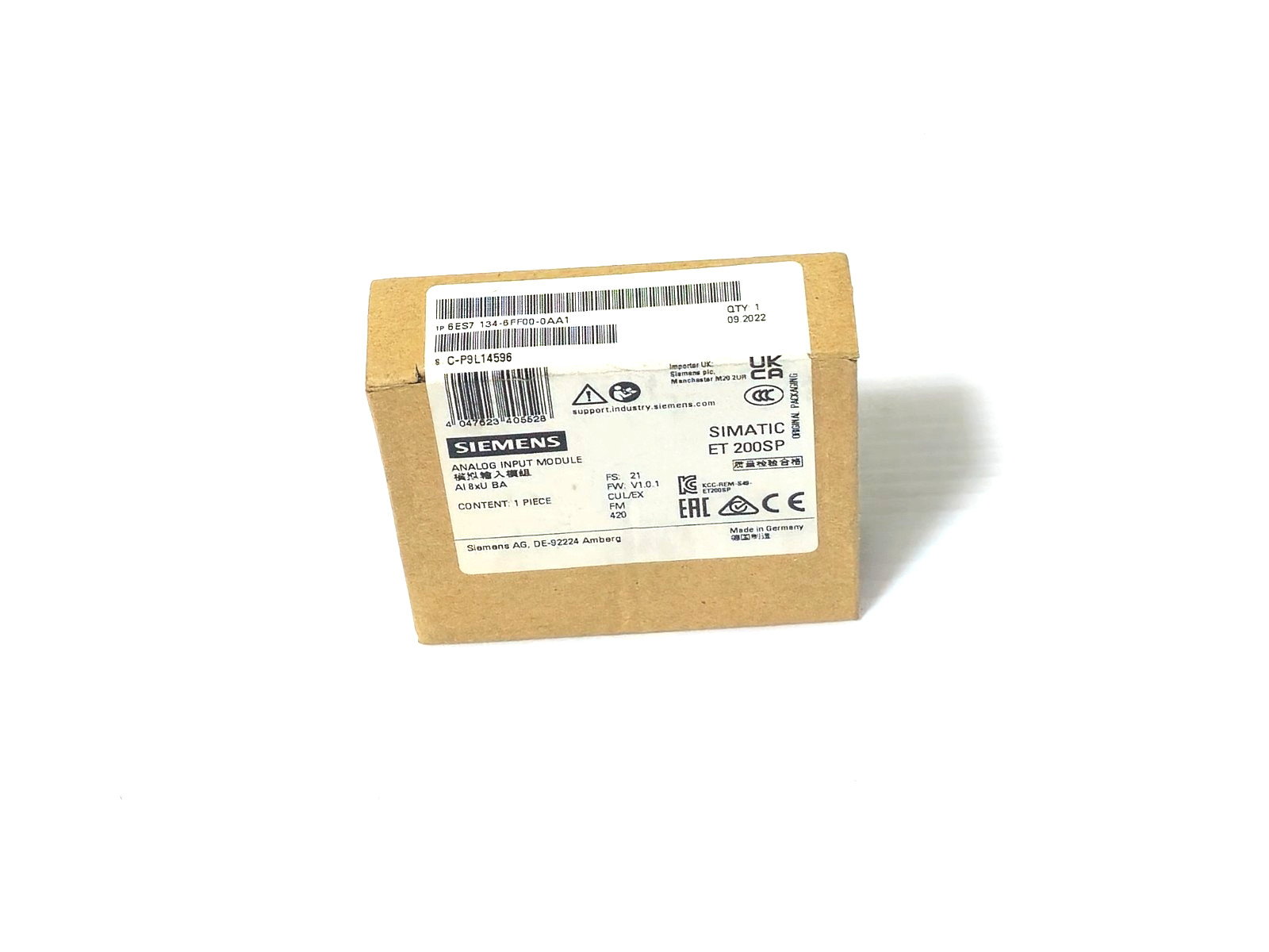 Siemens SIMATIC ET200SP Analog Input Module 6ES7134-6FF00-0AA1 AI 8xU BA
