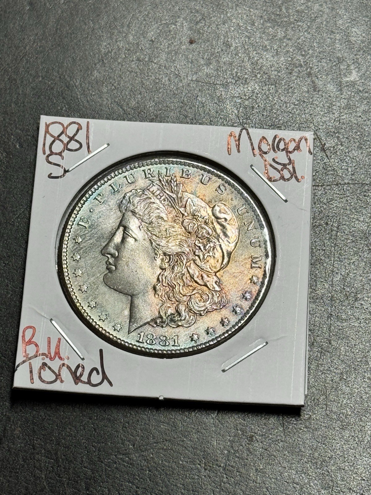 1881 S Morgan Silver Dollar Stunning BU Uncirculated MS+ Toning Toned (Raw18457)