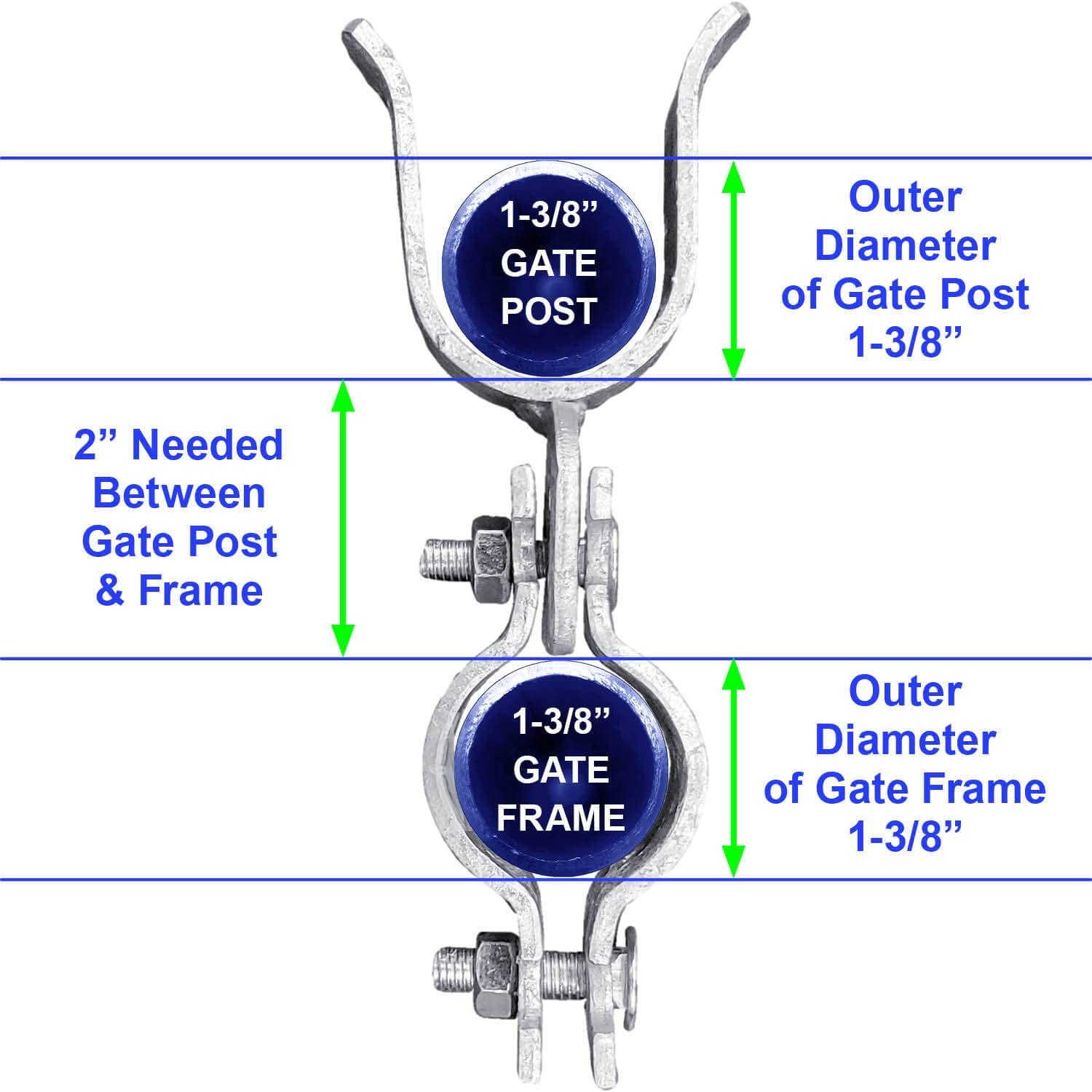 1-3/8' x 1-3/8' Chain Link Fence Gate Fork Latch Galvanized Hole For Padlock