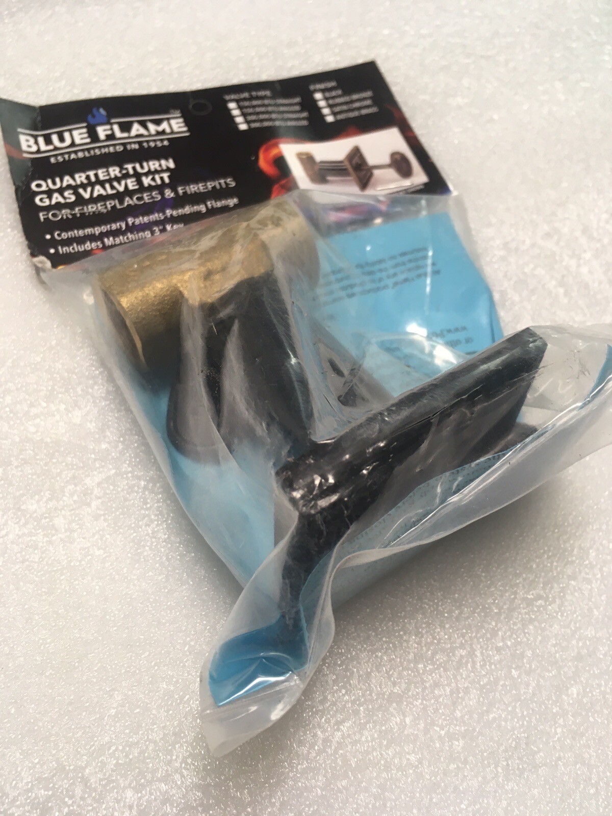 Blue Flame Square Black Gas Valve 1/4 Turn For Fireplaces Or Firepits With Key
