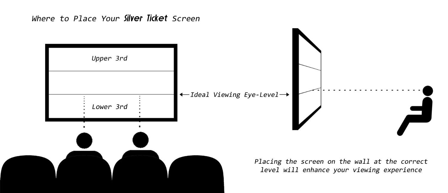 STR-16992-S Silver Ticket 92" Fixed Frame 16:9 Projector Screen Silver Material