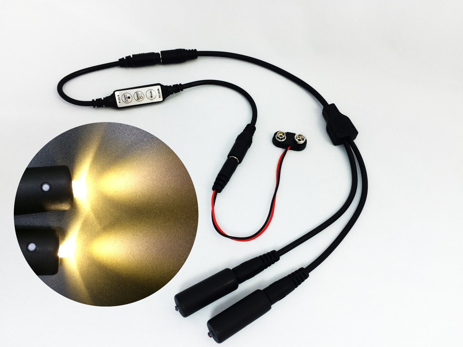 Micro Effects Light 2X white LED & control flash blink strobe 9V prop MELKITW-4B
