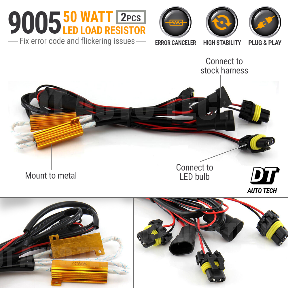 9005 LED DRL Fog Light Canbus 50W 6Ohm Load Resistor Wiring Canceller Decoder