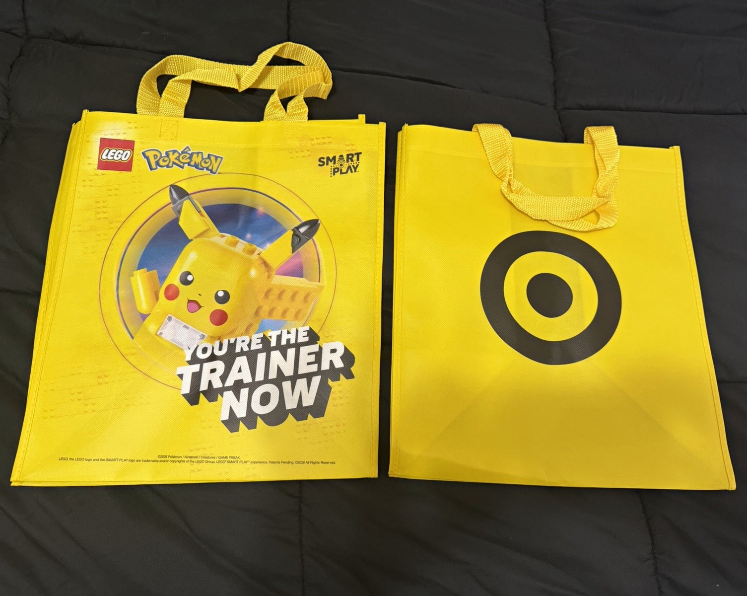 LEGO Pokémon Pikachu Canvas Tote Reusable Foldable Yellow/Black 14x13x6