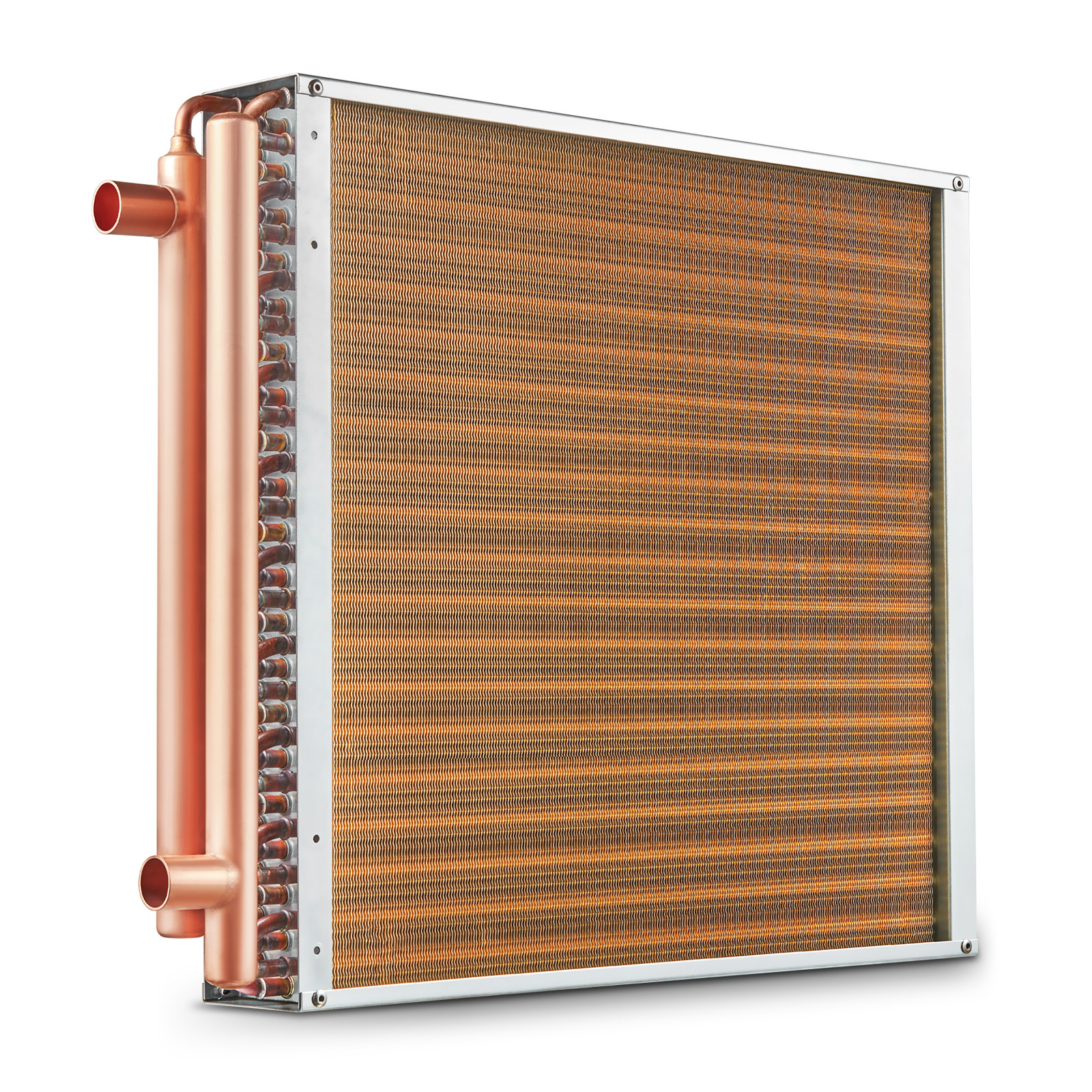 Uimoso 20"x 20" Heat Exchanger Water to Air 3-Row 3/8" Copper Ports 242 Fins