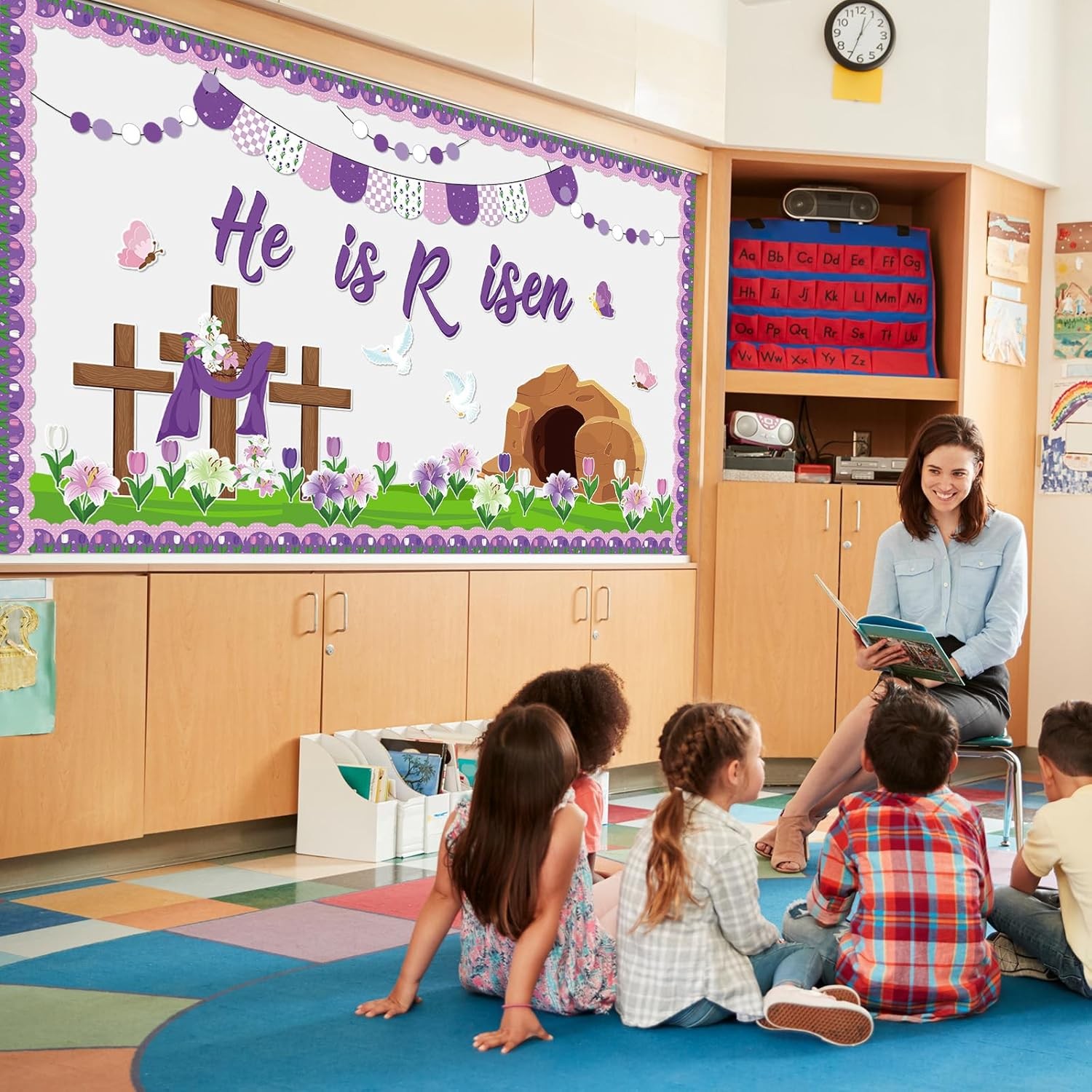 Supervitae 86 Pcs Christian Easter Bulletin Board Decorations Set Religious...