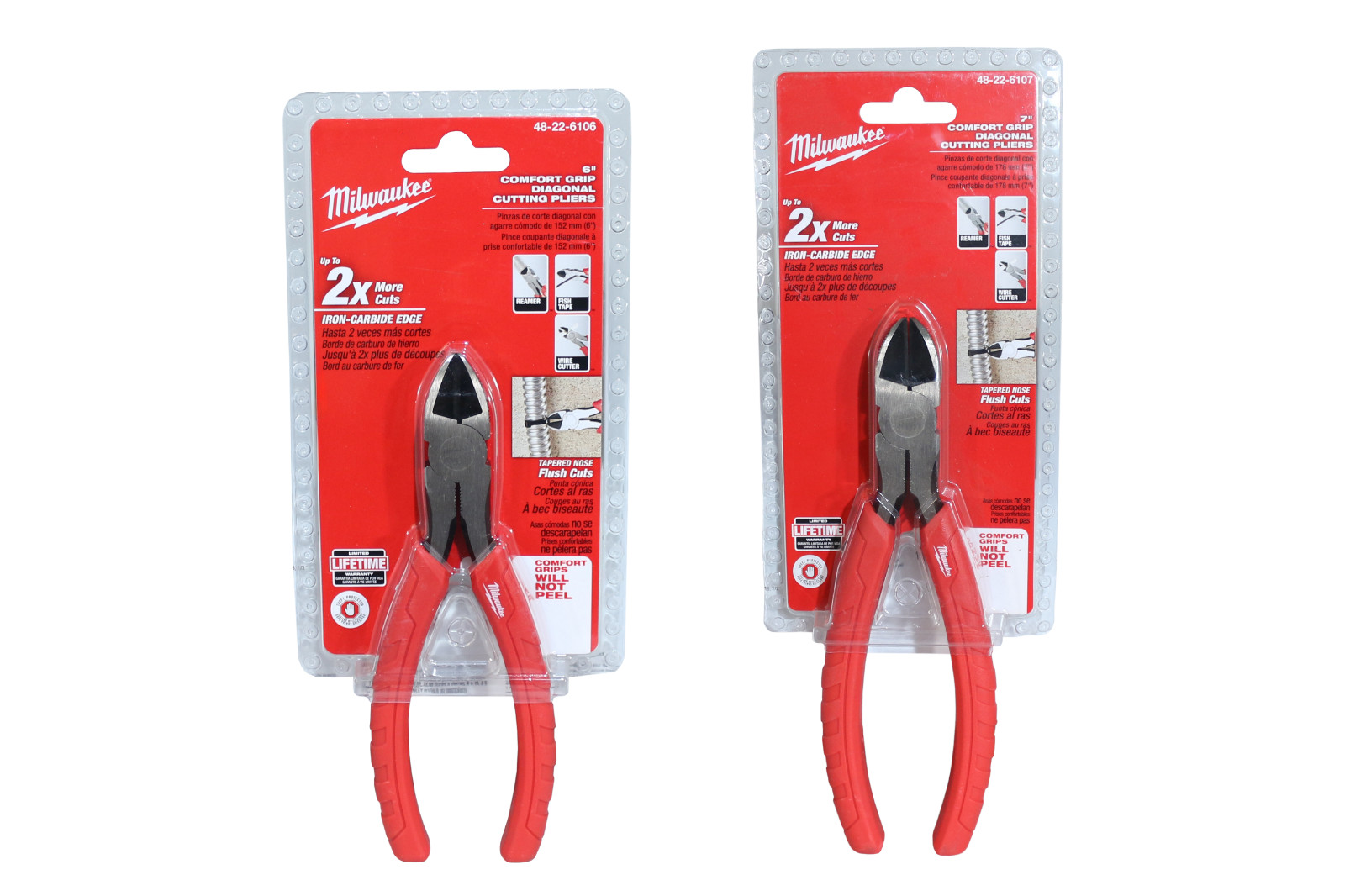 Milwaukee (48-22-6106) (48-22-6107) 6" & 7" Comfort Grip Diagonal Cutting Pliers