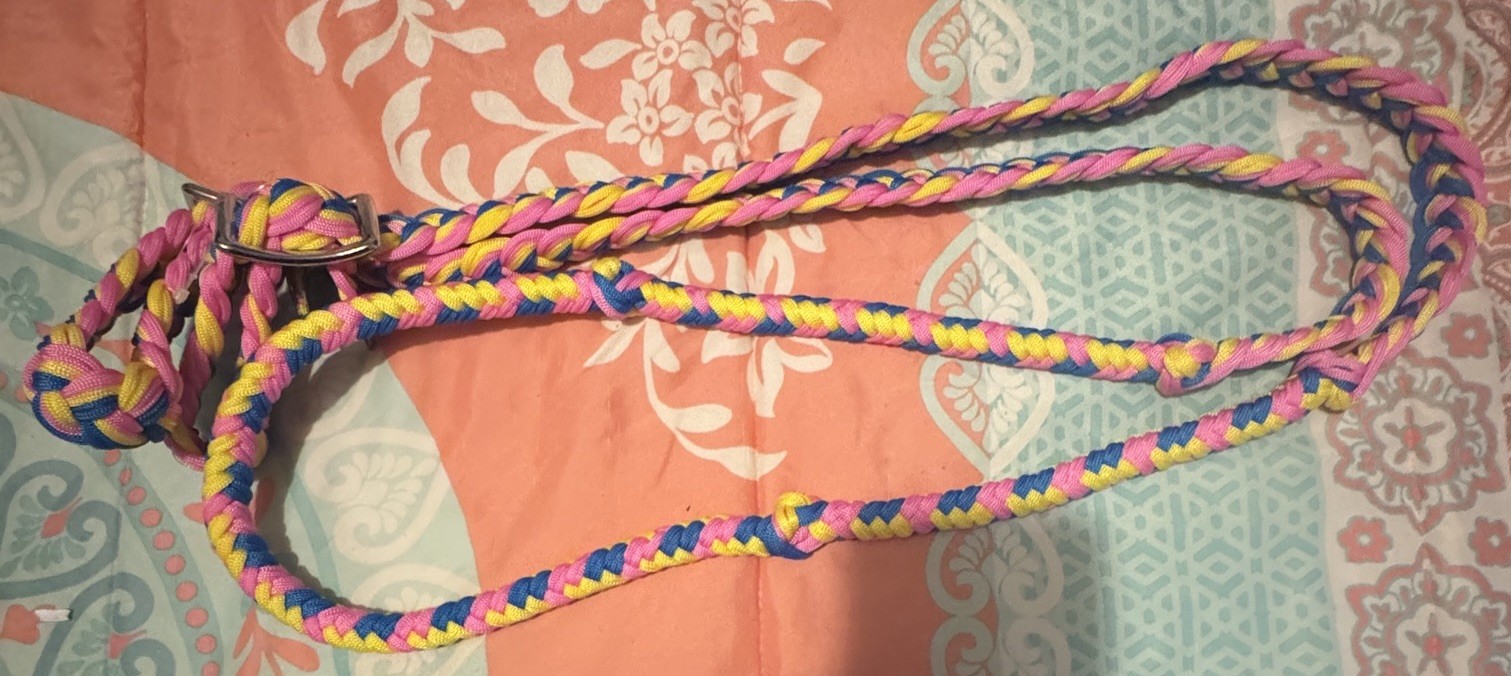 7 Ft Yellow/Pink/Blue Nylon Round Barrel Reins NEW