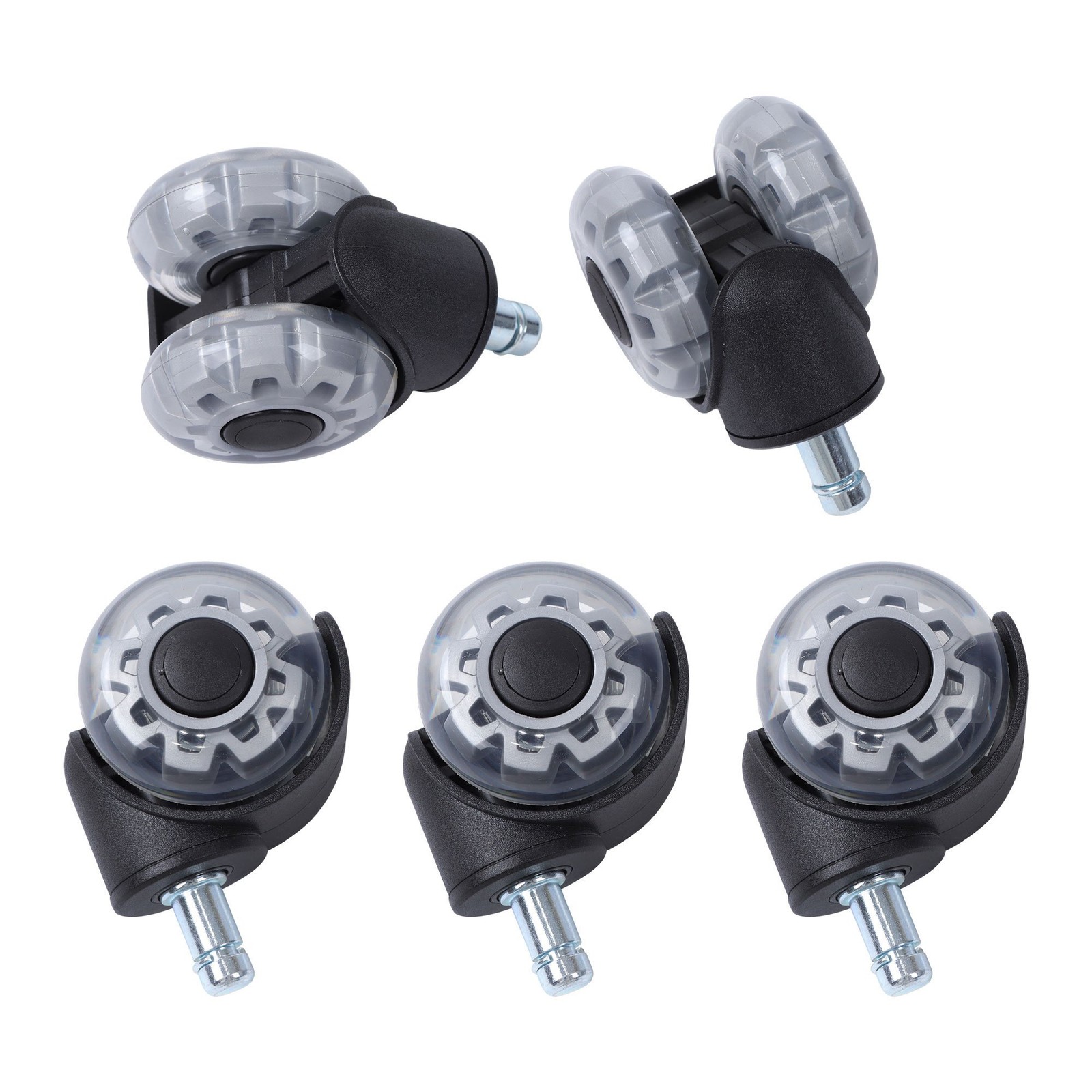 5 Pack 2 Inch With 360° Steering Wheels Office Chair Rubber Caster Wheels