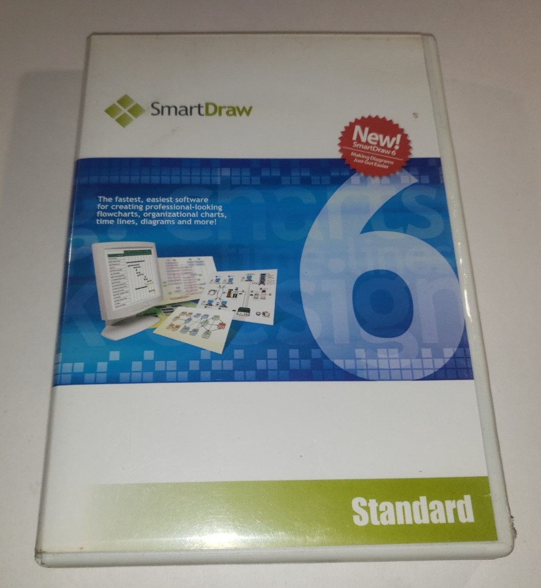 SmartDraw 6 Standard (PC, 2-Disc Set, 2004) with Key and Manual