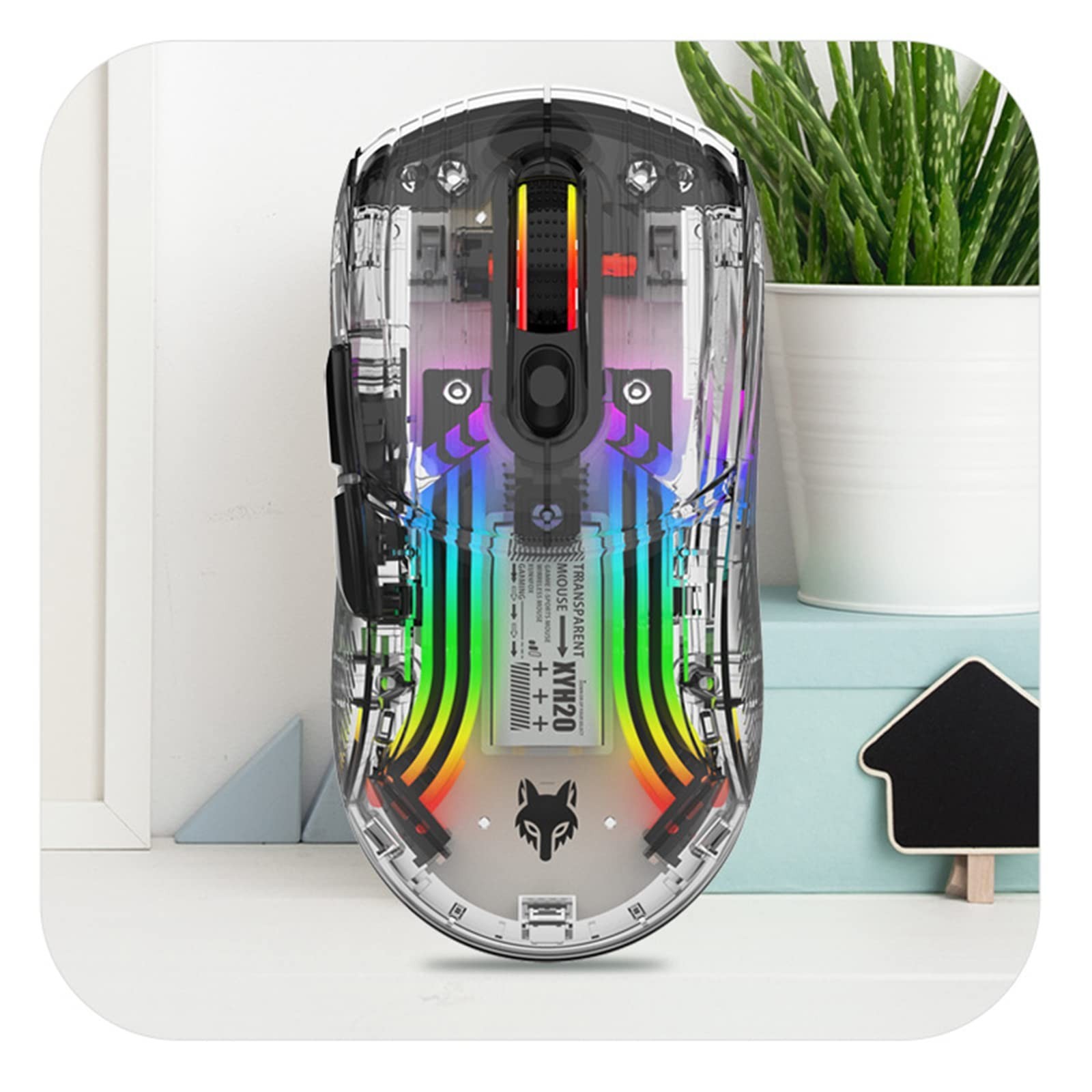Bluetooth Wireless Mouse, Transparent RGB Mechanical Dual Mode Gaming Mouse, ...