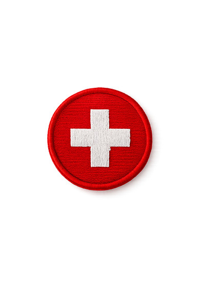 Iron-On Embroidered Patch Round Badge Swiss Flag Swiss Aviation