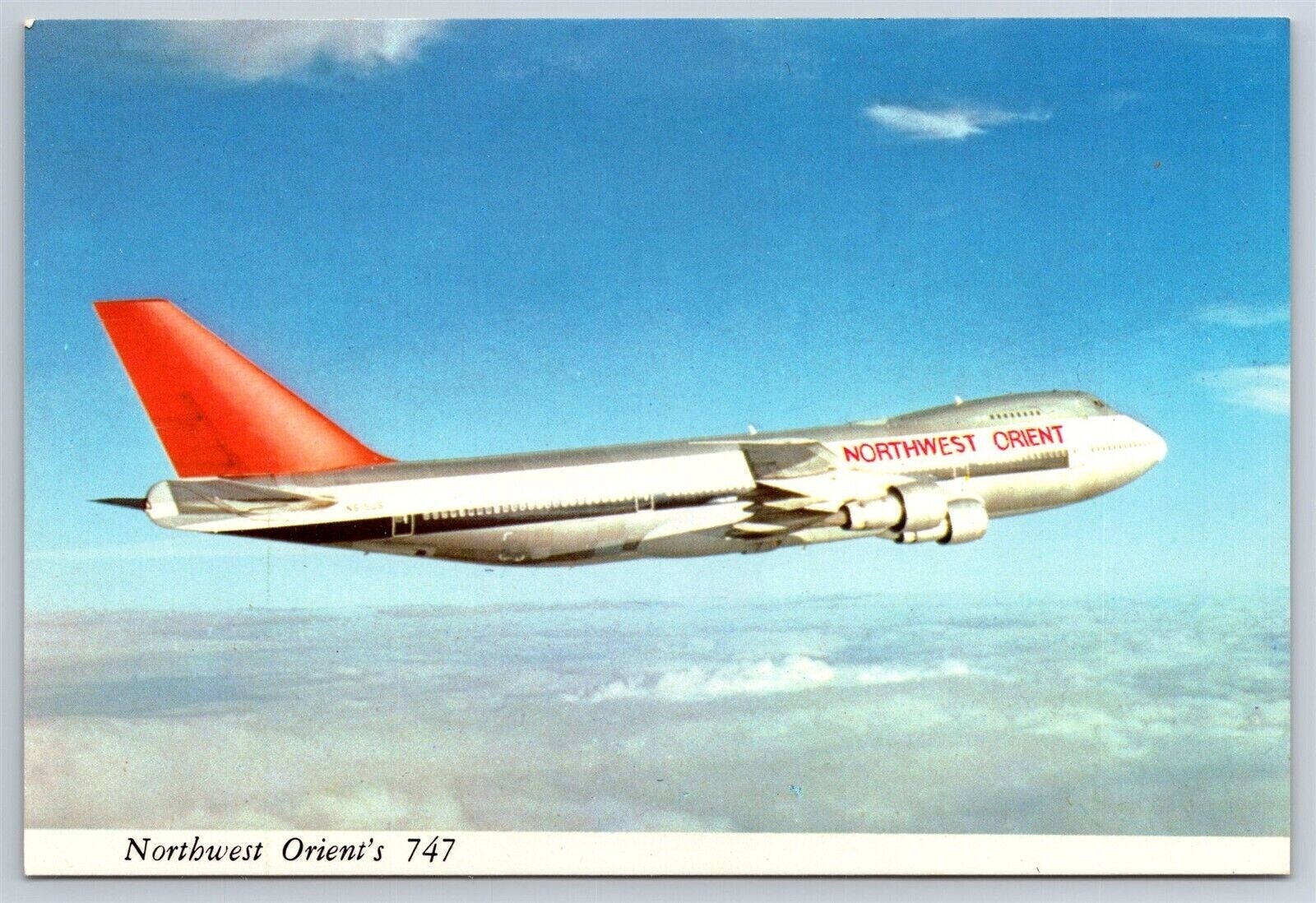 Airplane Postcard Northwest Orient Airlines Airways Boeing 747 FQ8