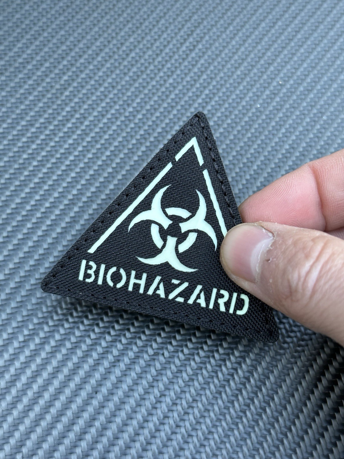 Biohazard IR Reflective Glow In Dark Patch Hook Loop Black
