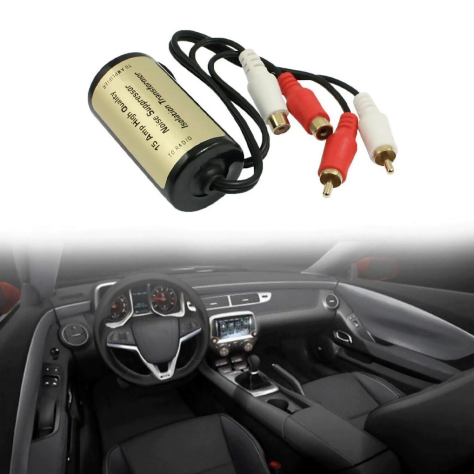 Car AMP Noise Filter RCA Ground Loop Isolator for Audio and Stereo System Setup