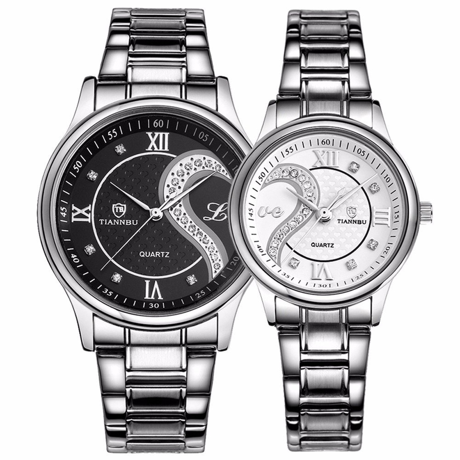 DREAMING Q&P Fq-102 Stainless Steel Romantic Pair His and Hers Wrist Watches ...
