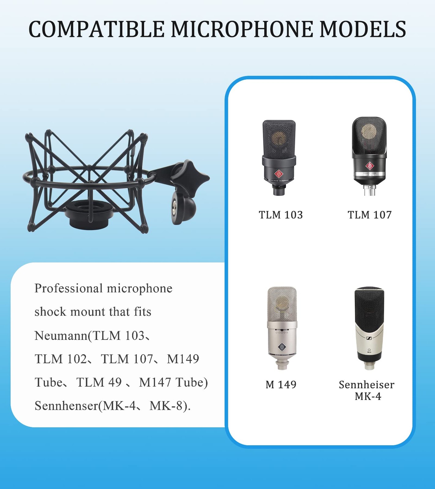 TLM 103 Shock Mount - Microphone Compatible for Neumann Medium, Black