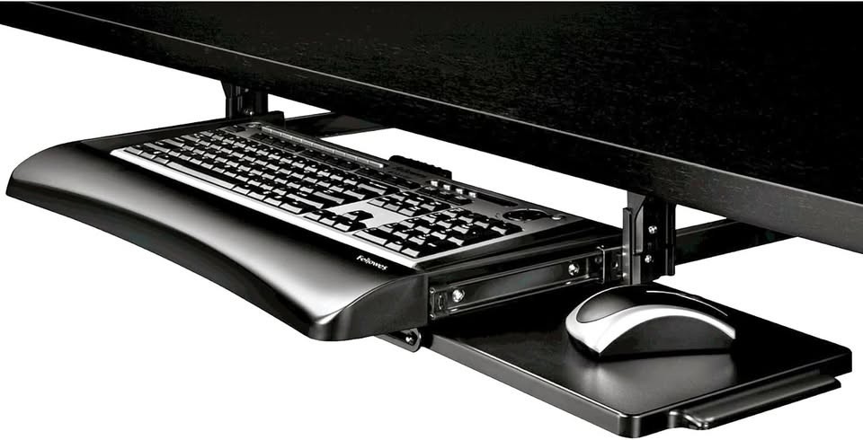 Lot of 2 Fellowes Office Suites Desk Keyboard Drawer Black/Silver Part # 872309