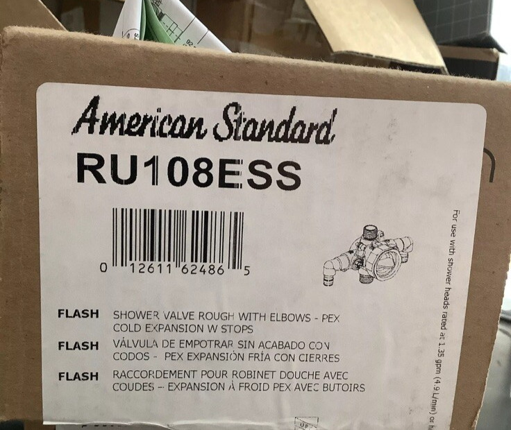 American Standard Shower Valve Rough-In Cold Expansion with Stops RU108ESS E8