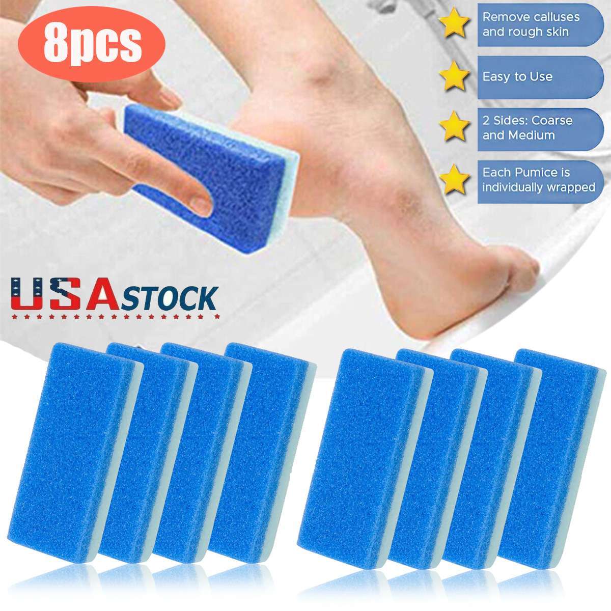 8 PACK Maryton Foot Pumice Stone for Feet Hard Skin Callus Remover and Scrubber