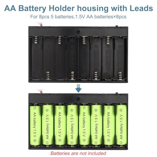 2x 8 AA Battery Holder Case with Switch & Leads