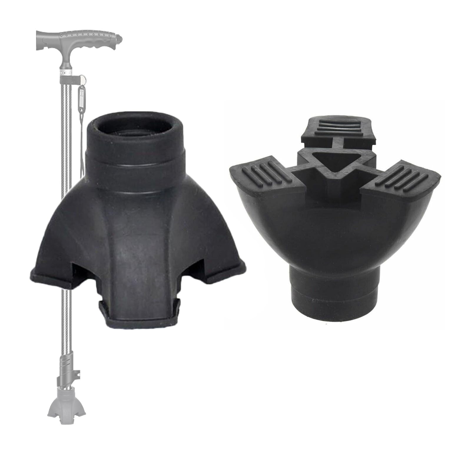Non-Slip Rubber End Tips for Walking Canes, Sticks, and Crutches - Black