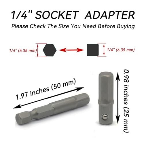 1/4 hex to Square socket adapter,6.35mm Socket Bit Adapter,Power Tool