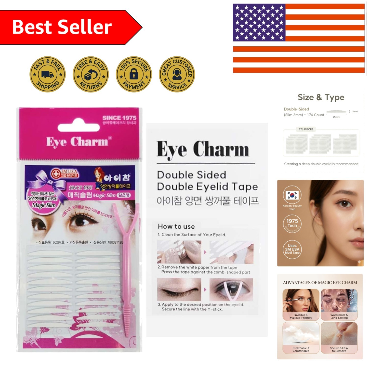 K-Beauty Invisible Double Eyelid Tape – Lightweight 76 Strips for All Skin Types