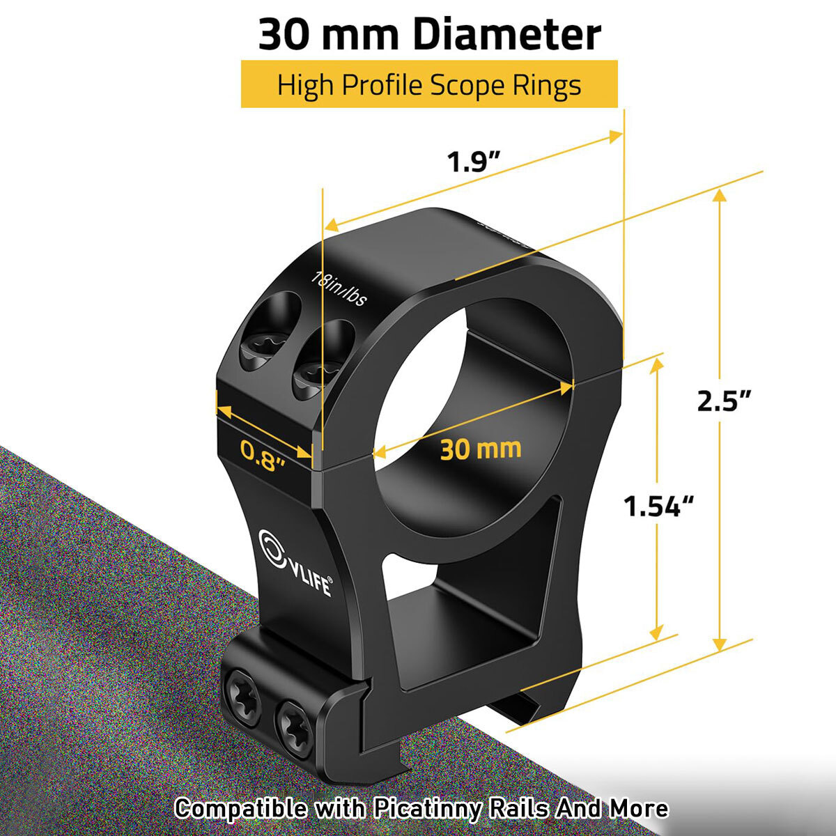 30mm Extra High Profile Scope Ring Precision-Milled Dual Rings Scope Mount 1Pair