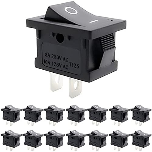 15 Pcs AC 6A/250V 10A/125V 2 Solder Lug SPST On/Off Mini Boat Rocker Switch
