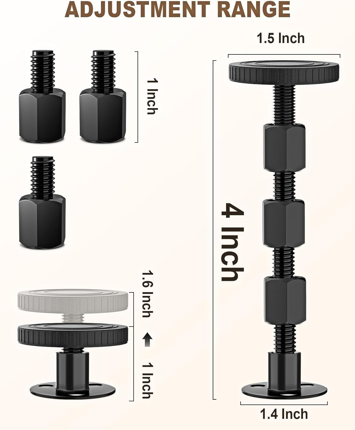 4PCS Adjustable Threaded Bed Frame Anti-Shake Tool, Upgraded Headboard Stoppers