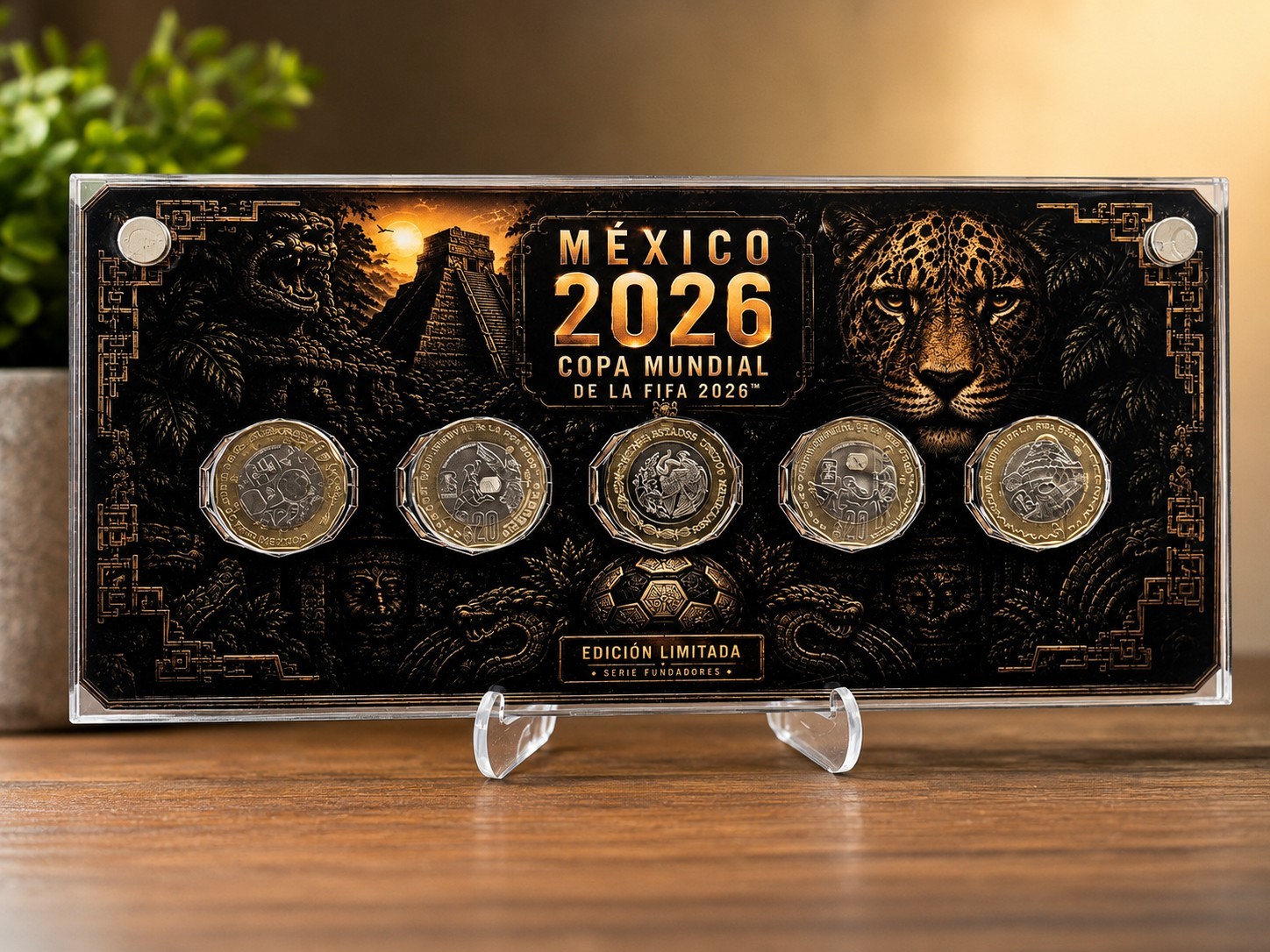 Set 4 Monedas 20 Pesos Mundial 2026 World Cup Coins Display Holder