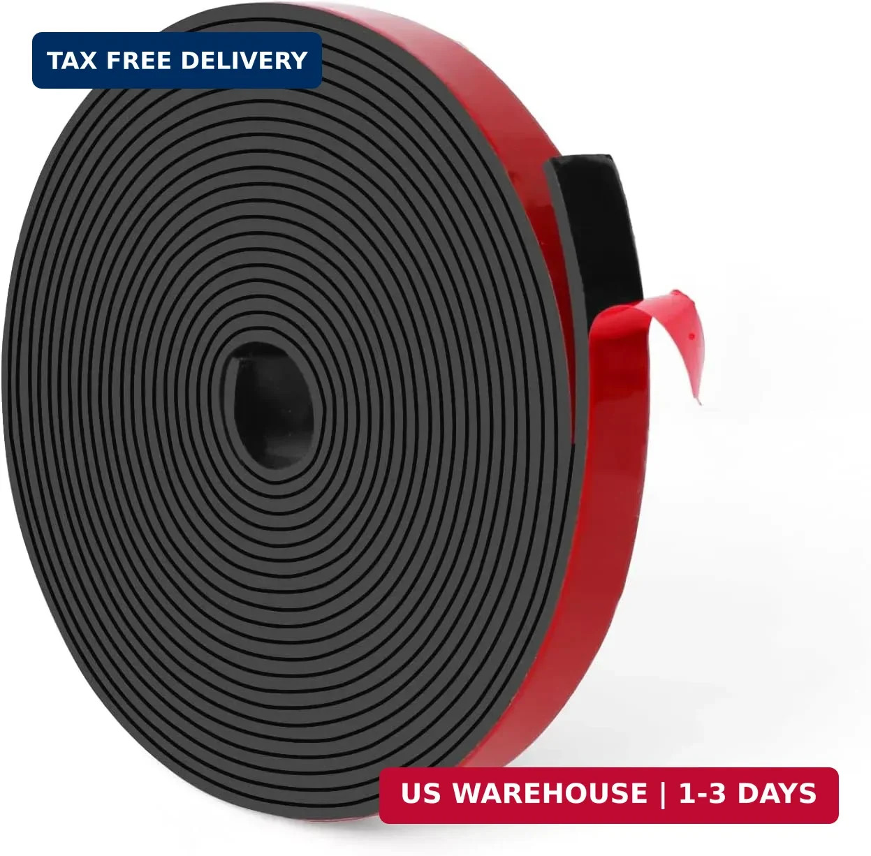 Adhesive Solid Rubber Strips, 0.5" Wide x 1/16" Thick x 180" Long Self N