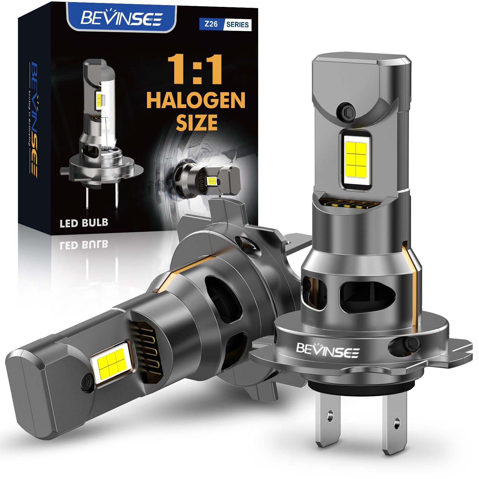 BEVINSEE H7 LED Headlight Bulbs 70W 6000K 12000LM Canbus High Low Beam Fog Light