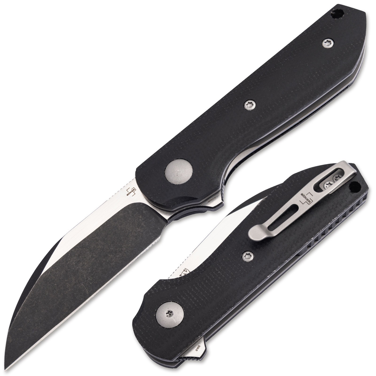 BOKER PLUS Corvus Folding Knife Nitro-V Blade Micarta Handle Clip Black 01BP0071