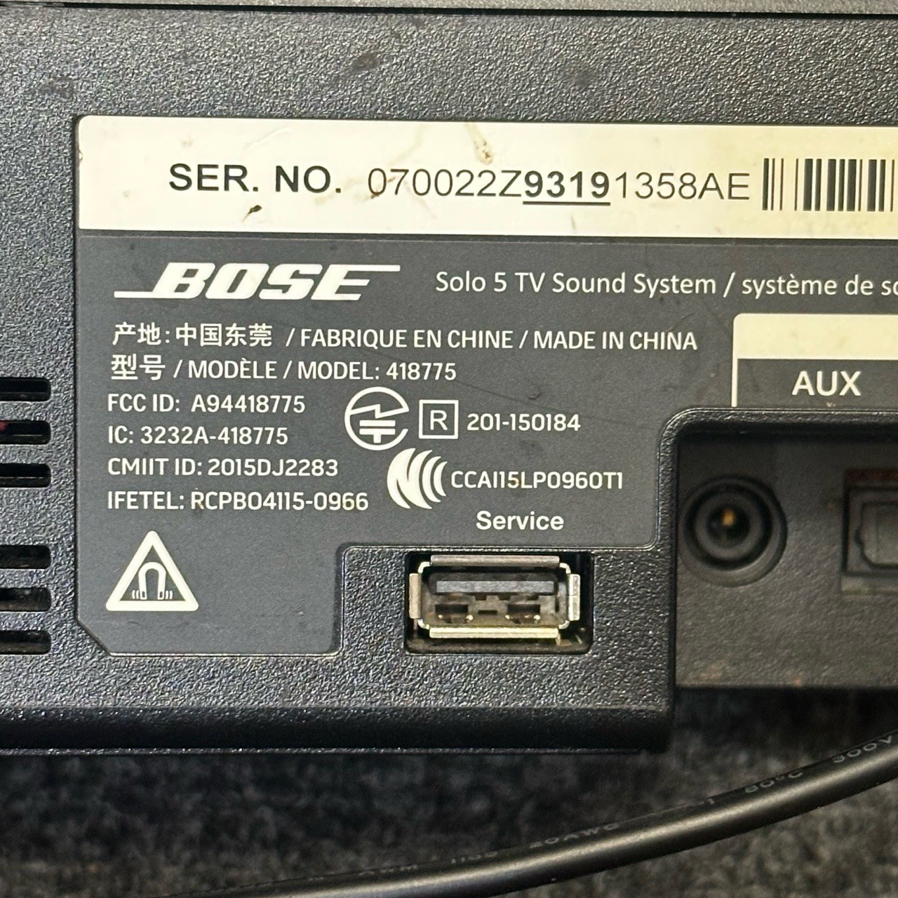 Bose Solo 5 TV Sound System 418775 Bluetooth Home Audio Soundbar remote control