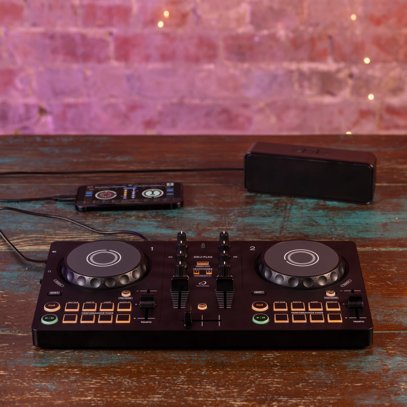 AlphaTheta DDJ-FLX2 Beginner DJ Controller for Phone, Tablet & PC Black