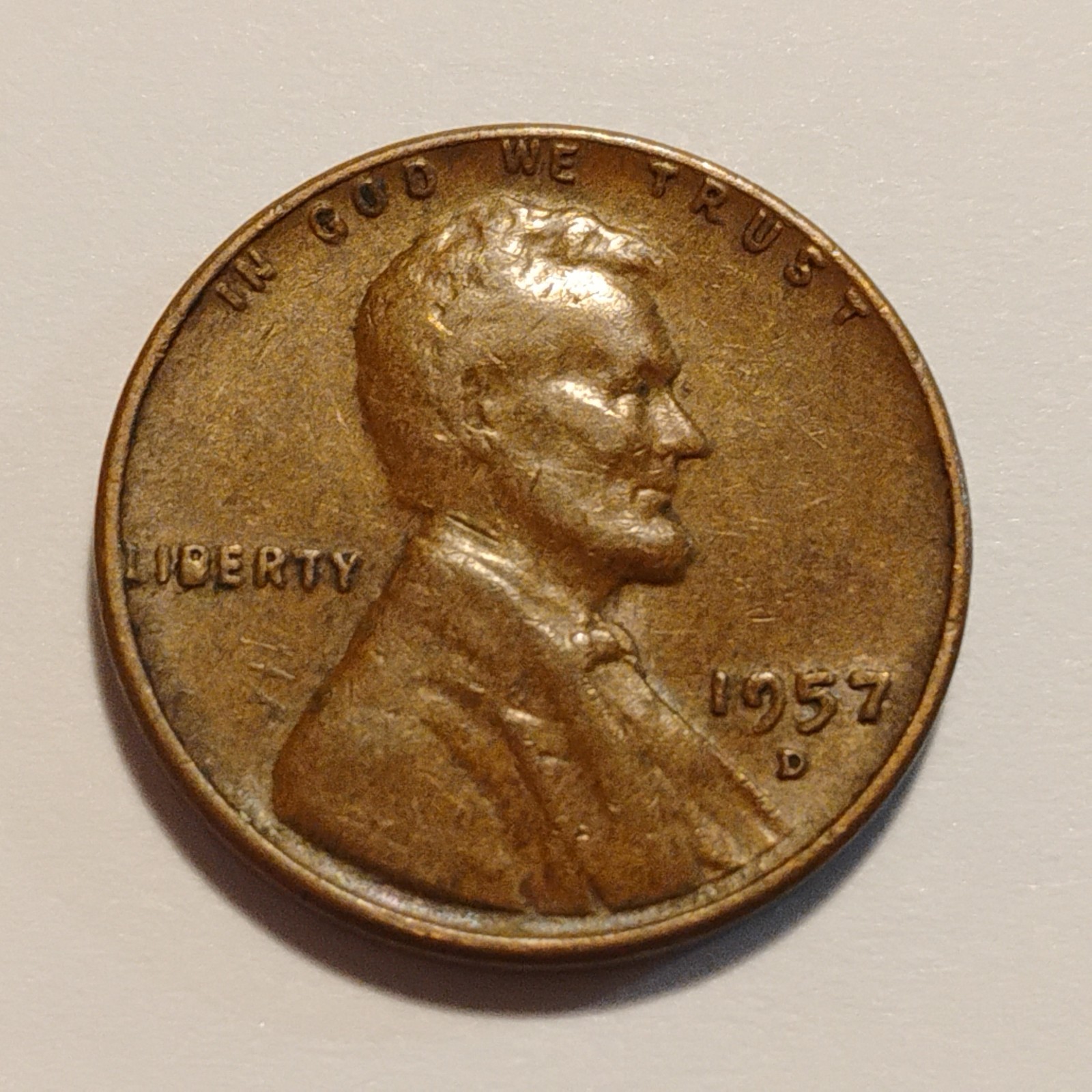 1957 D - BN - COPPER - 3 - 3.04 GRAMS