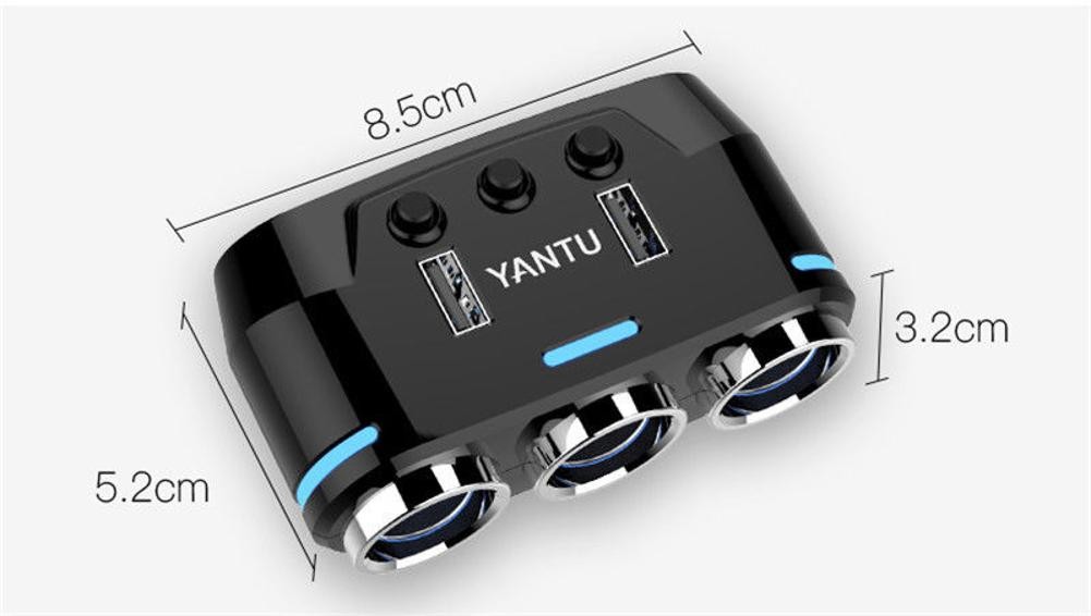 12V-24V Power Adapter Cigarette Lighter Socket Splitter Dual USB Car Charger E