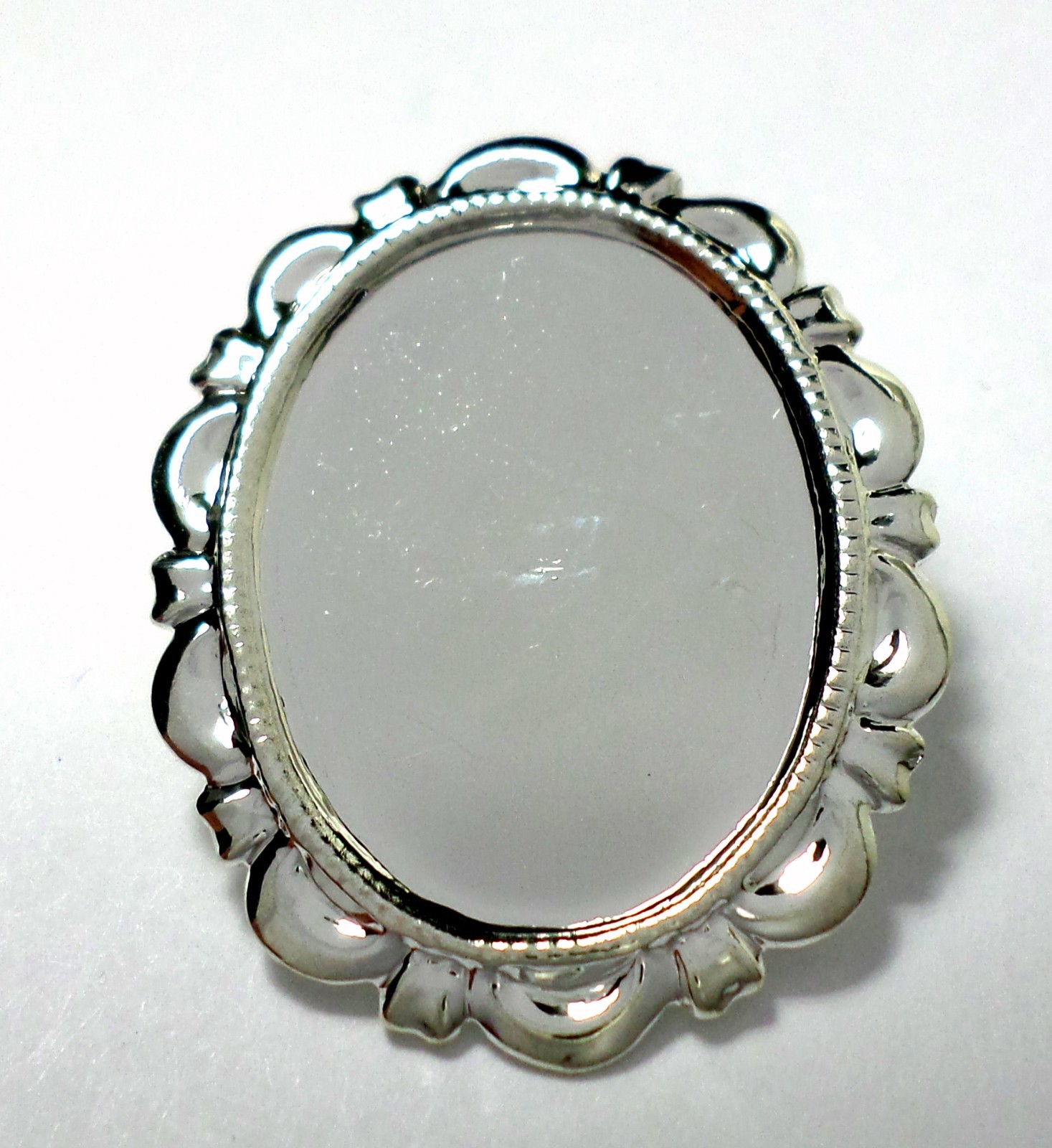 8 of Shiny Silver 25x18mm Victorian Deco Bow Brooch Cameo Cab Settings 34x26mm