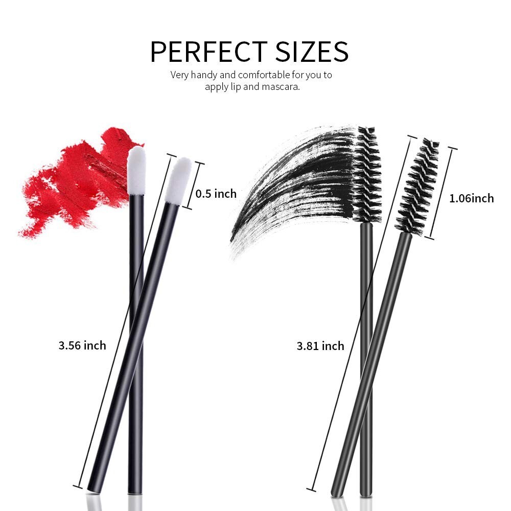 100 Disposable Eyelash Extension Brushes and 100 Disposable Lip Wands