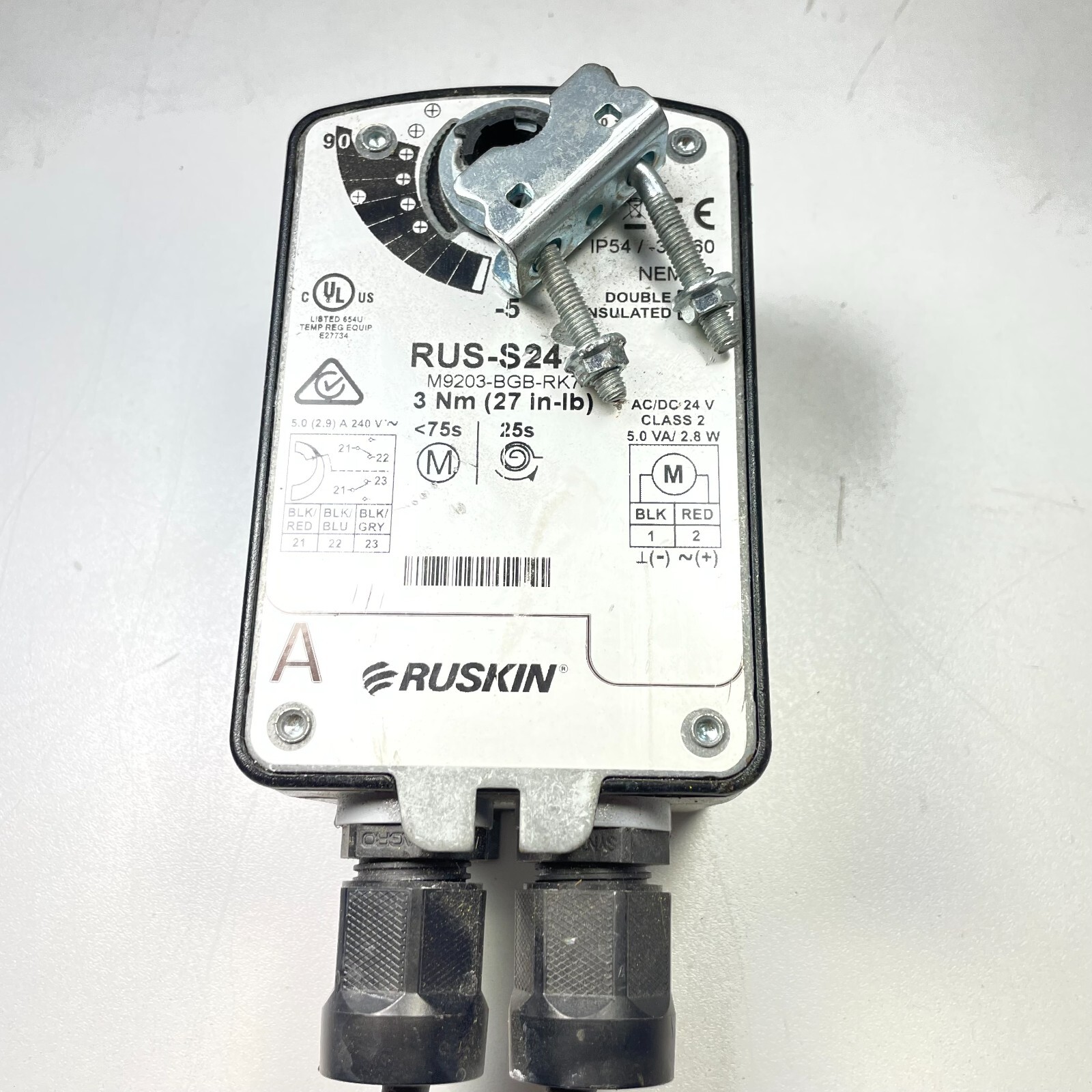 RUSKIN M9203-BGA-RK7 RUS-S24 MOD ELECTRIC MODULATING ACTUATOR 24 VOLT
