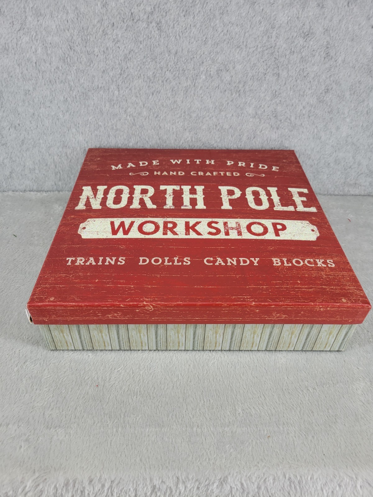 North Pole Workshop Hand Crafted Trains Dolls Candy Gift Box 3" x 11.5"