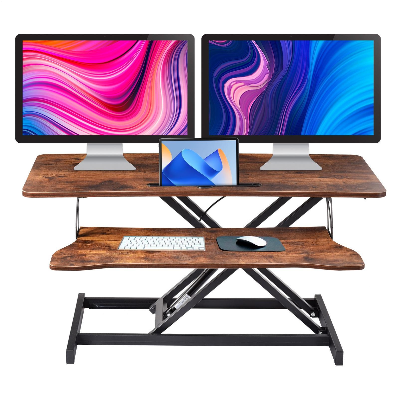 37" Standing Desk Riser Keyboard Tray Stand Up Desk Converter Rustic